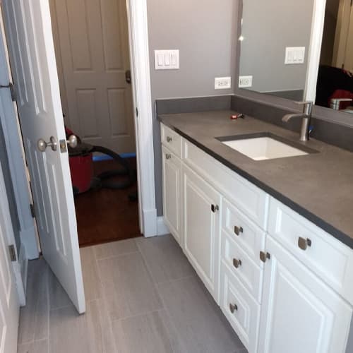 Porcelain tile flooring installation