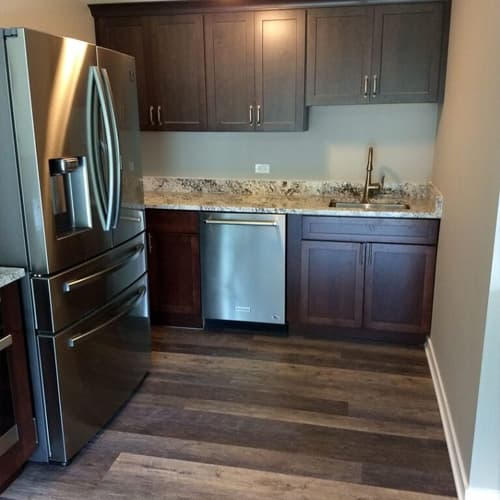 Luxury bathroom renovation with custom tile work